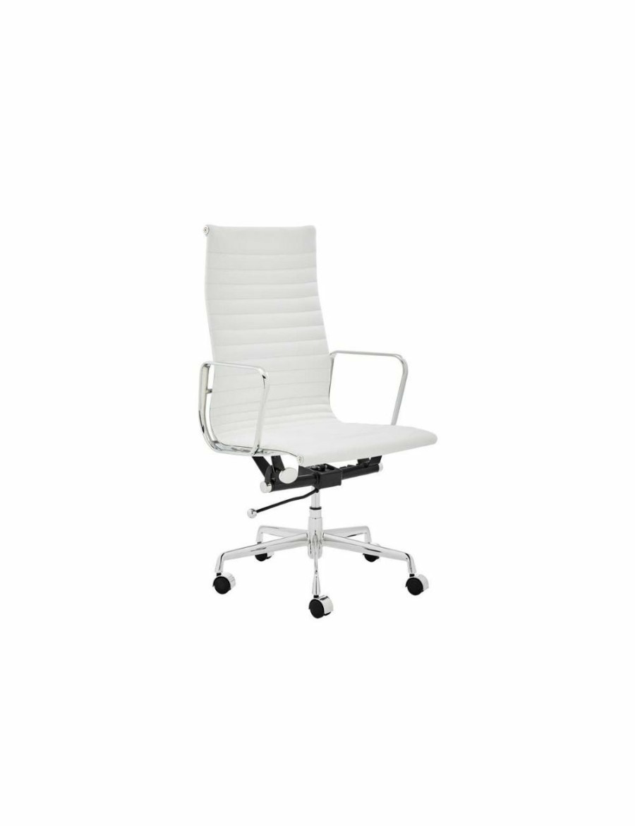 Home And Lifestyle NNEKGE Office Chairs | Nnekge Replica Eames Group Standard Aluminium High Back Office Chair (White Leather)