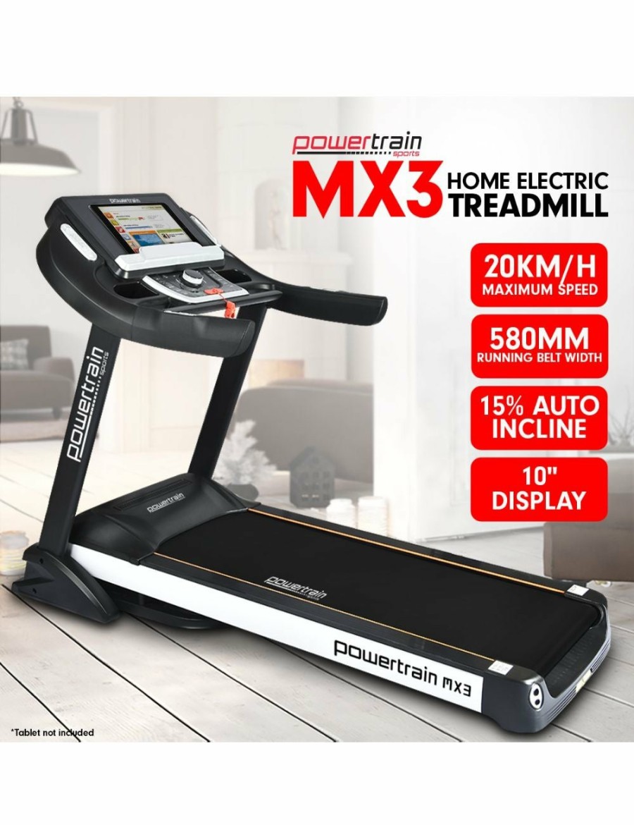 Sport & Fitness Powertrain Sports Treadmills | Powertrain Mx3 Treadmill Performance Home Gym Cardio Machine