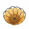 Home And Lifestyle HOD Health & Home Baskets & Boxes | 4Pcs Plastic Artificial Rattan Round Storage Basket Fruit Dish Rattan Bread Basket For Kitchen Food Picnic Bread Sundry Container