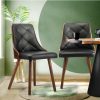 Home And Lifestyle Oikiture Chairs | Oikiture Dining Chairs Wooden Chair Kitchen Cafe Faux Leather Padded Seat X2