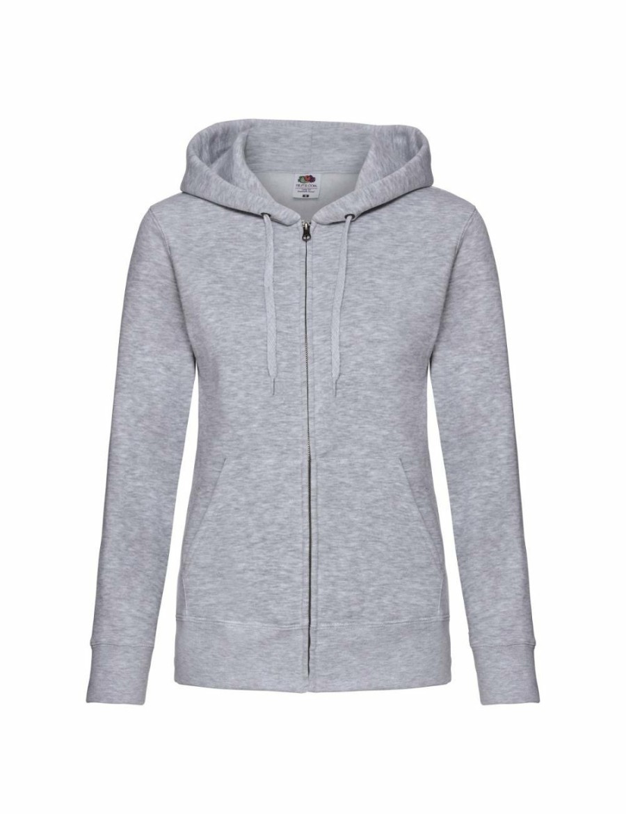 Women Fruit of the Loom Jackets | Fruit Of The Loom Ladies Lady-Fit Hooded Sweatshirt Jacket