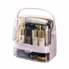 Beauty Soga | Soga 2 Tier Pink Countertop Makeup Cosmetic Storage Organiser Skincare Holder Jewelry Storage Box With Handle