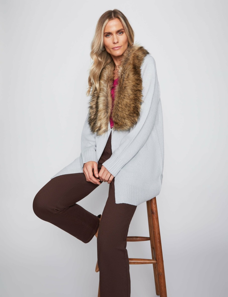 Women Millers Coatigans | Millers Long Sleeve Fur Collar Coatigan