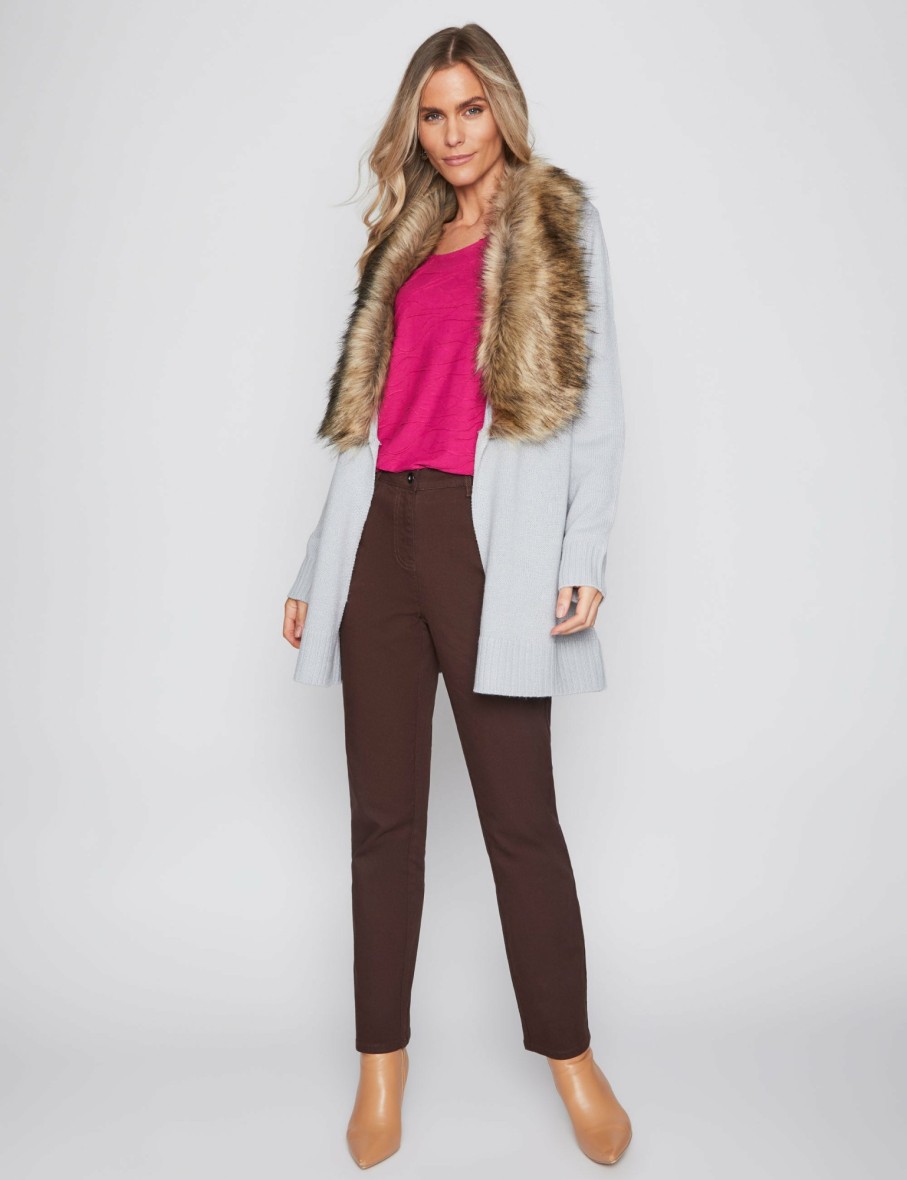 Women Millers Coatigans | Millers Long Sleeve Fur Collar Coatigan