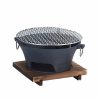 Outdoors Soga | Soga Small Cast Iron Round Stove Charcoal Table Net Grill Japanese Style Bbq Picnic Camping With Wooden Board