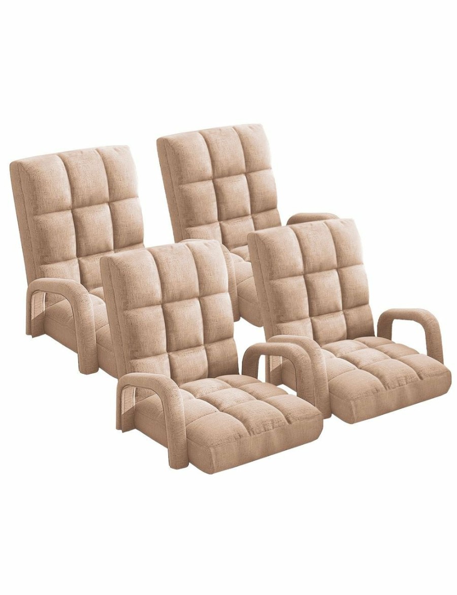 Home And Lifestyle Soga Recliners | Soga 4X Foldable Lounge Cushion Adjustable Floor Lazy Recliner Chair With Armrest Khaki