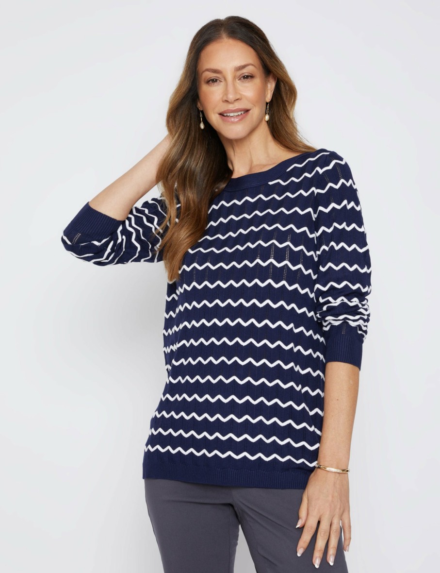 Women Millers Jumpers | Millers Long Sleeve Self Stripe Textured Jumper