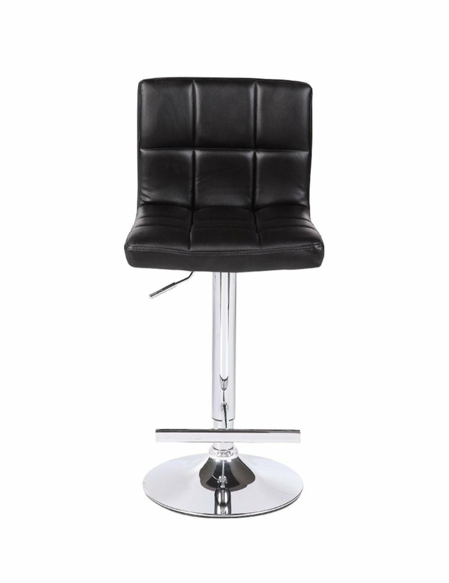 Home And Lifestyle Melbournians Furniture Bar Stools | 2X Black Bar Stools Faux Leather Mid High Back Adjustable Crome Base Gas Lift Swivel Chairs