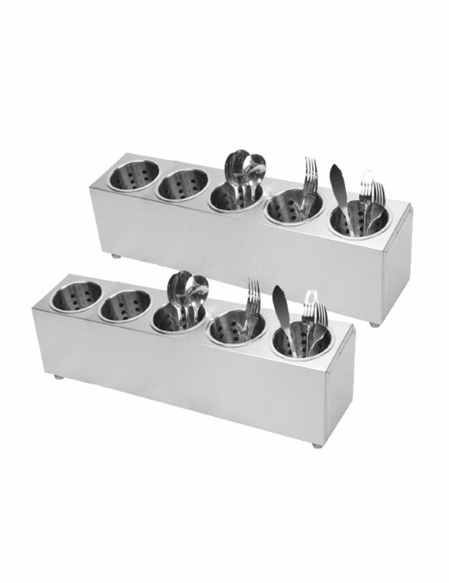 Home And Lifestyle Soga Cutlery | Soga 2X 18/10 Stainless Steel Commercial Conical Utensils Cutlery Holder With 5 Holes