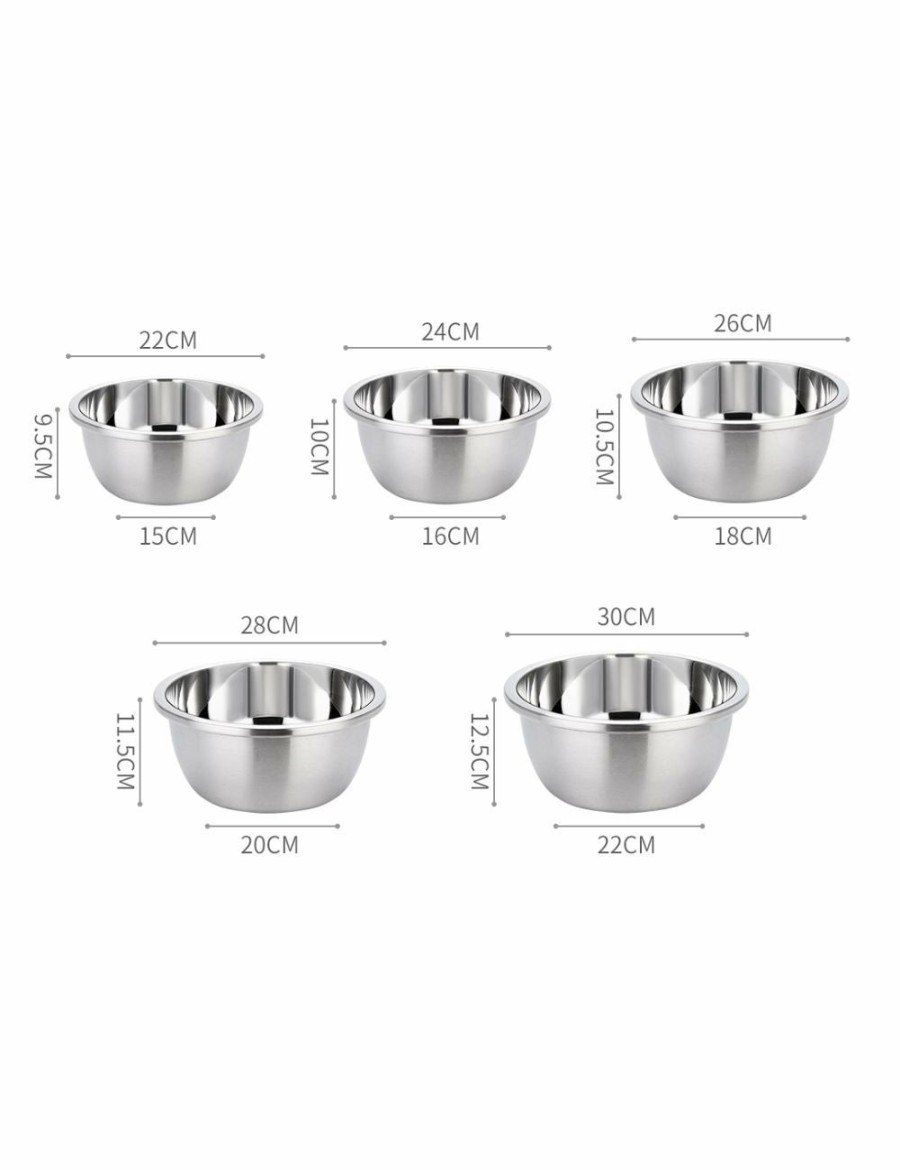 Home And Lifestyle Soga Storage & Organization | Soga 2X 5Pcs Deepen Polished Stainless Steel Stackable Baking Washing Mixing Bowls Set Food Storage Basin