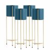 Home And Lifestyle Soga Napery | Soga 4X 2 Layer 81Cm Gold Metal Plant Stand With Blue Flower Pot Holder Corner Shelving Rack Indoor Display