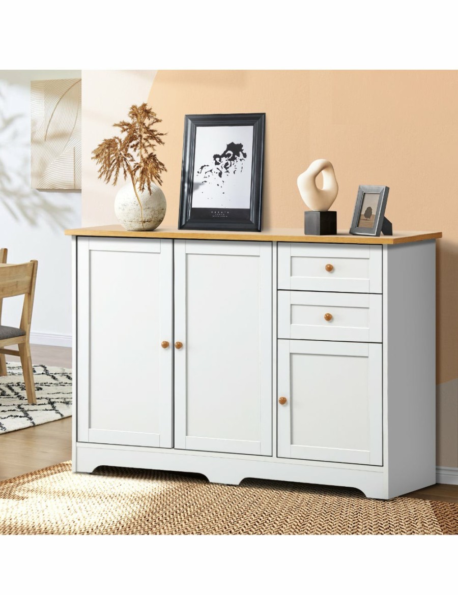 Home And Lifestyle Oikiture Storage | Oikiture Buffet Sideboard Cabinet Storage Cupboard Hallway Kitchen Drawers Table