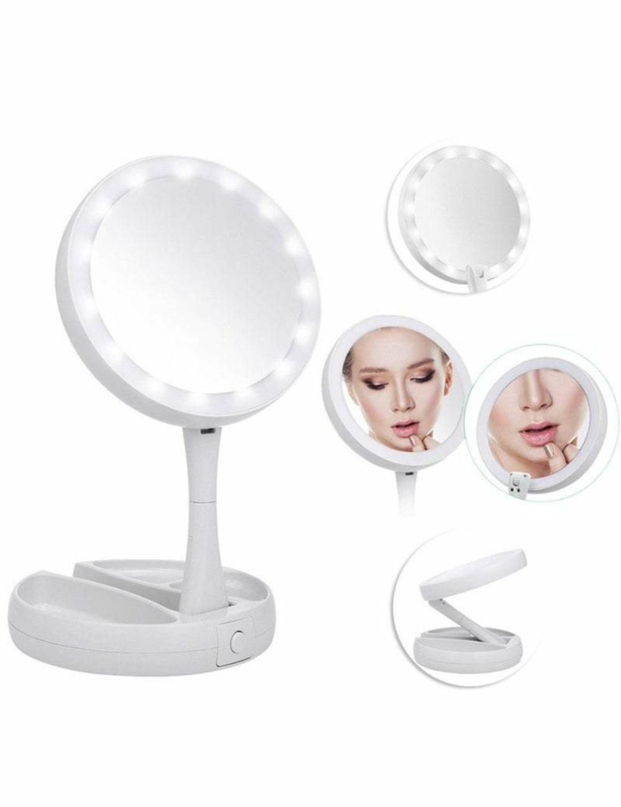 Beauty HOD Health & Home | Double-Sided Foldable Led 10X Magnification Makeup Mirror- Standard