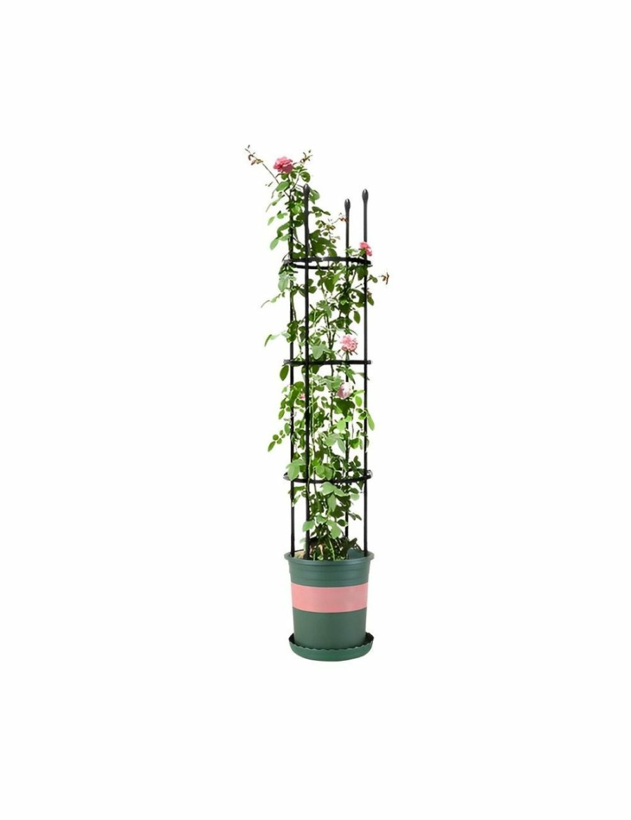 Outdoors Soga Garden Decor | Soga 133Cm 4-Bar Plant Frame Stand Trellis Vegetable Flower Herbs Outdoor Vine Support Garden Rack With Rings