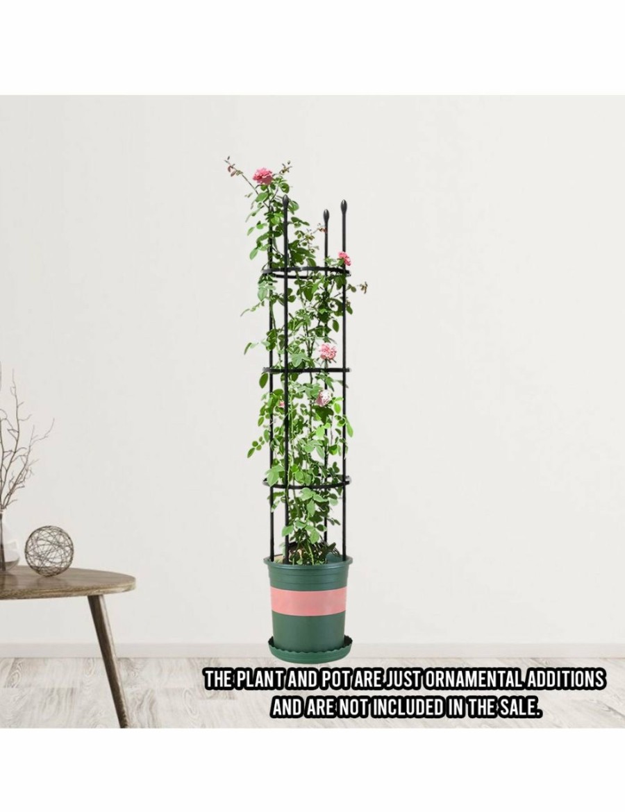 Outdoors Soga Garden Decor | Soga 133Cm 4-Bar Plant Frame Stand Trellis Vegetable Flower Herbs Outdoor Vine Support Garden Rack With Rings