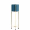 Home And Lifestyle Soga Napery | Soga 2 Layer 65Cm Gold Metal Plant Stand With Blue Flower Pot Holder Corner Shelving Rack Indoor Display