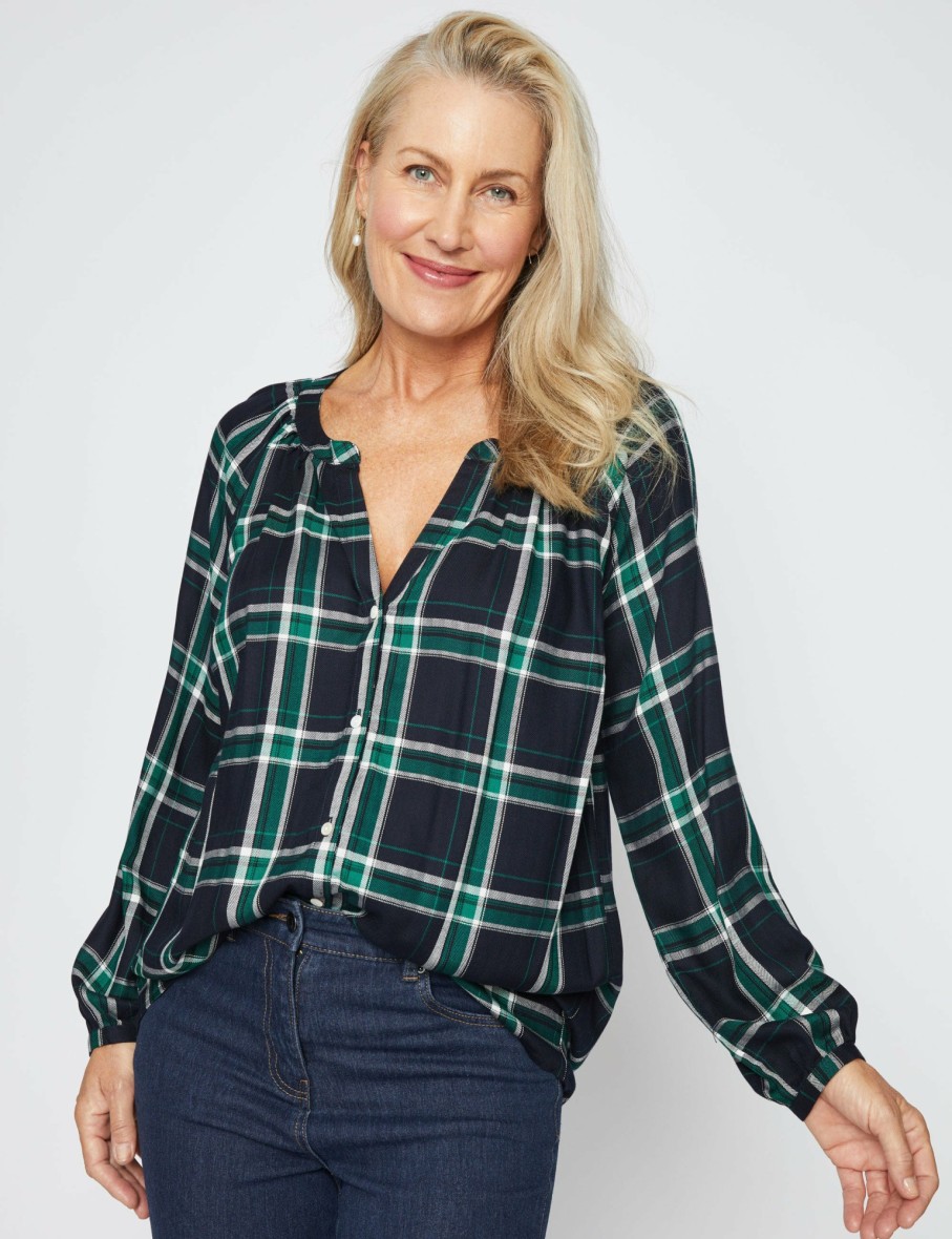 Women Millers Shirts & Blouses | Millers Long Sleeve Check Button Blouse