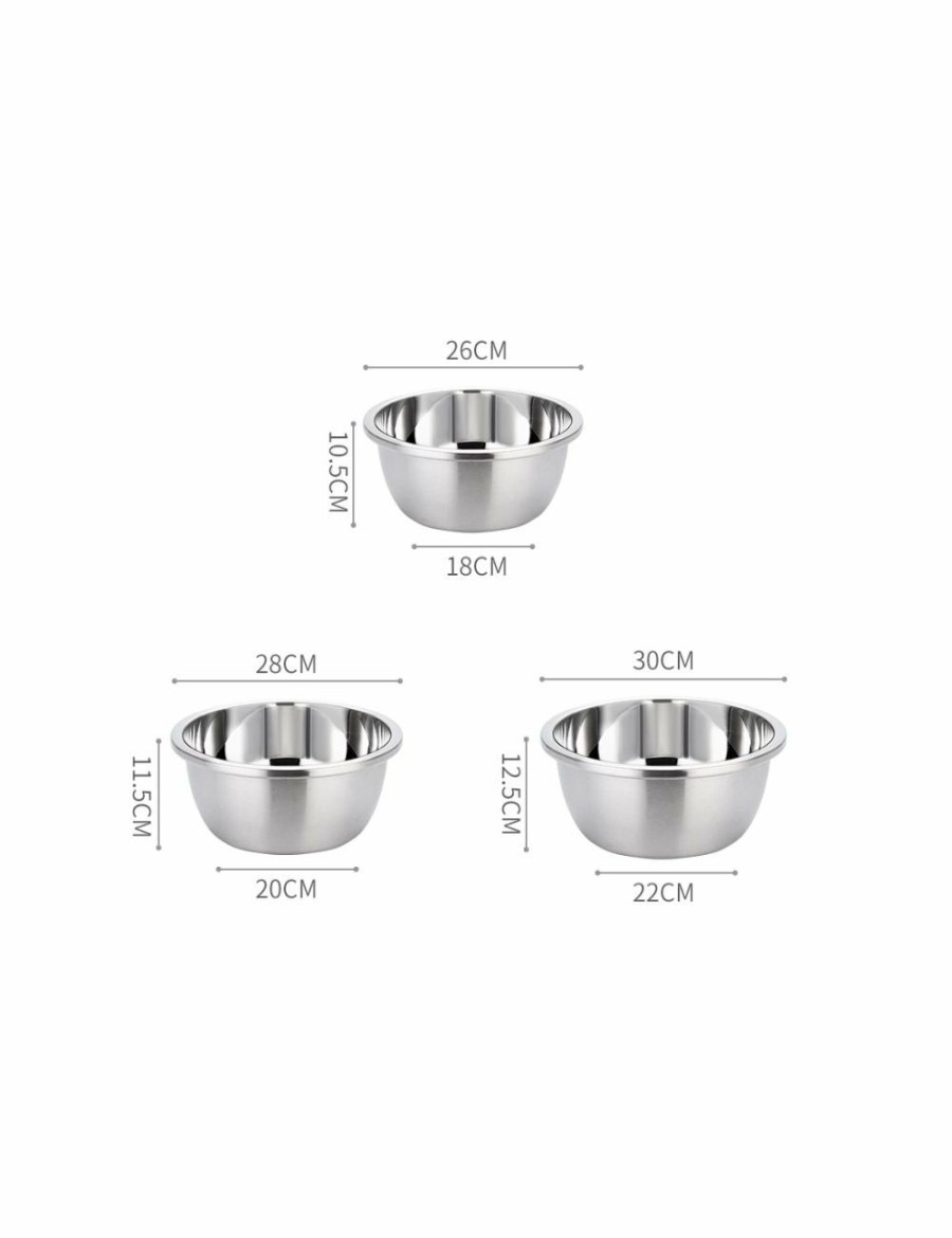 Home And Lifestyle Soga Storage & Organization | Soga 3Pcs Deepen Polished Stainless Steel Stackable Baking Washing Mixing Bowls Set Food Storage Basin