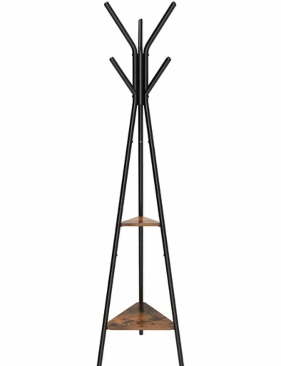 Home And Lifestyle VASAGLE Hallway Furniture | Vasagle Vintage Black Coat Rack Stand 179Cm