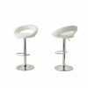 Home And Lifestyle Hacienda Bar Stools | 2 Curve Leather Barstools (White) W/ Adjustable Height, 78-99Cm