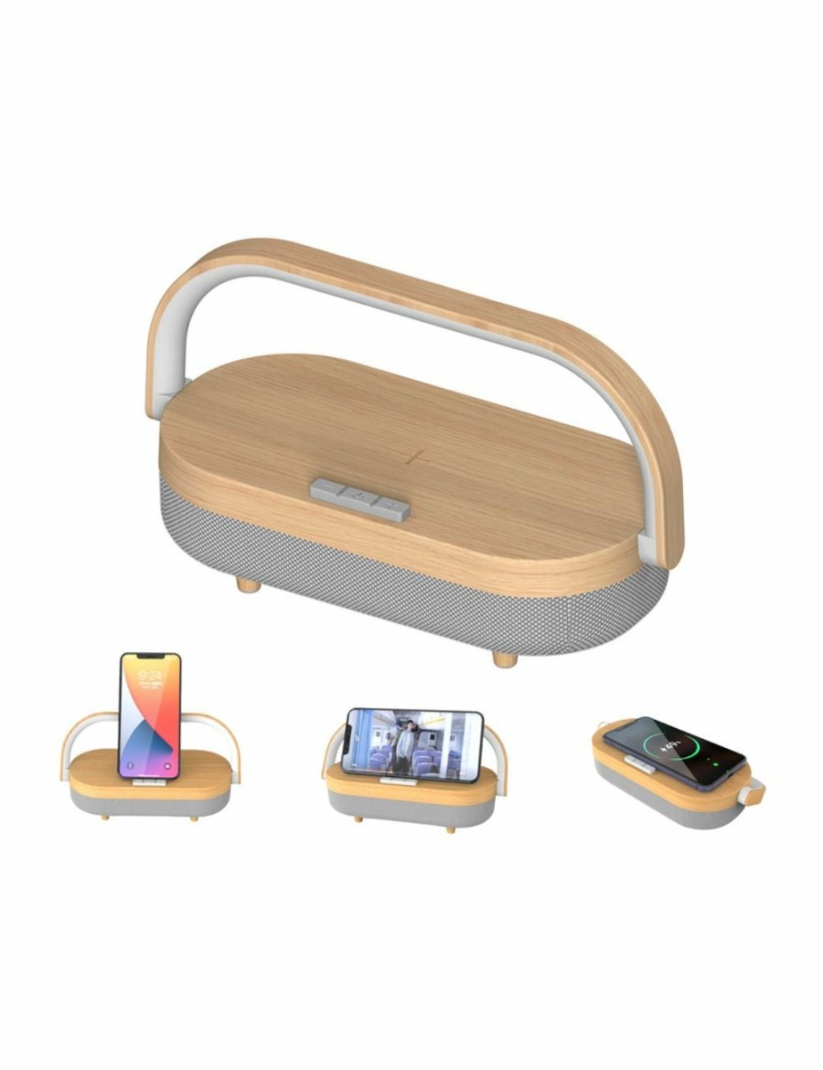 Home And Lifestyle Orotec Bluetooth Speakers | Orotec Eco Wooden Wireless Charger Bluetooth Speaker With Led Light