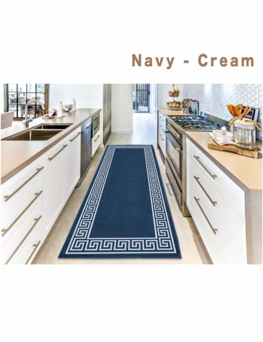 Home And Lifestyle Ramesses Rugs | Ramesses Greek Key Anti-Slip Hallway And Modern Kitchen Runner Rug