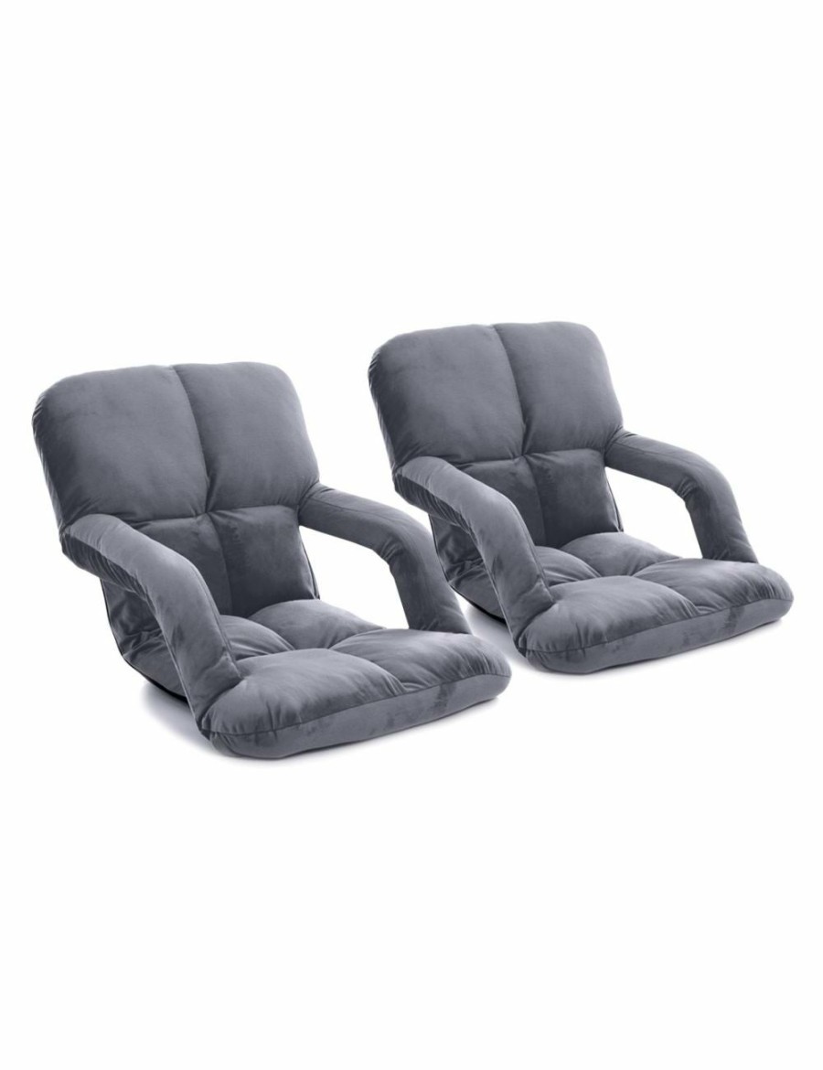 Home And Lifestyle Soga Recliners | Soga 2X Foldable Lounge Cushion Adjustable Floor Lazy Recliner Chair With Armrest Grey