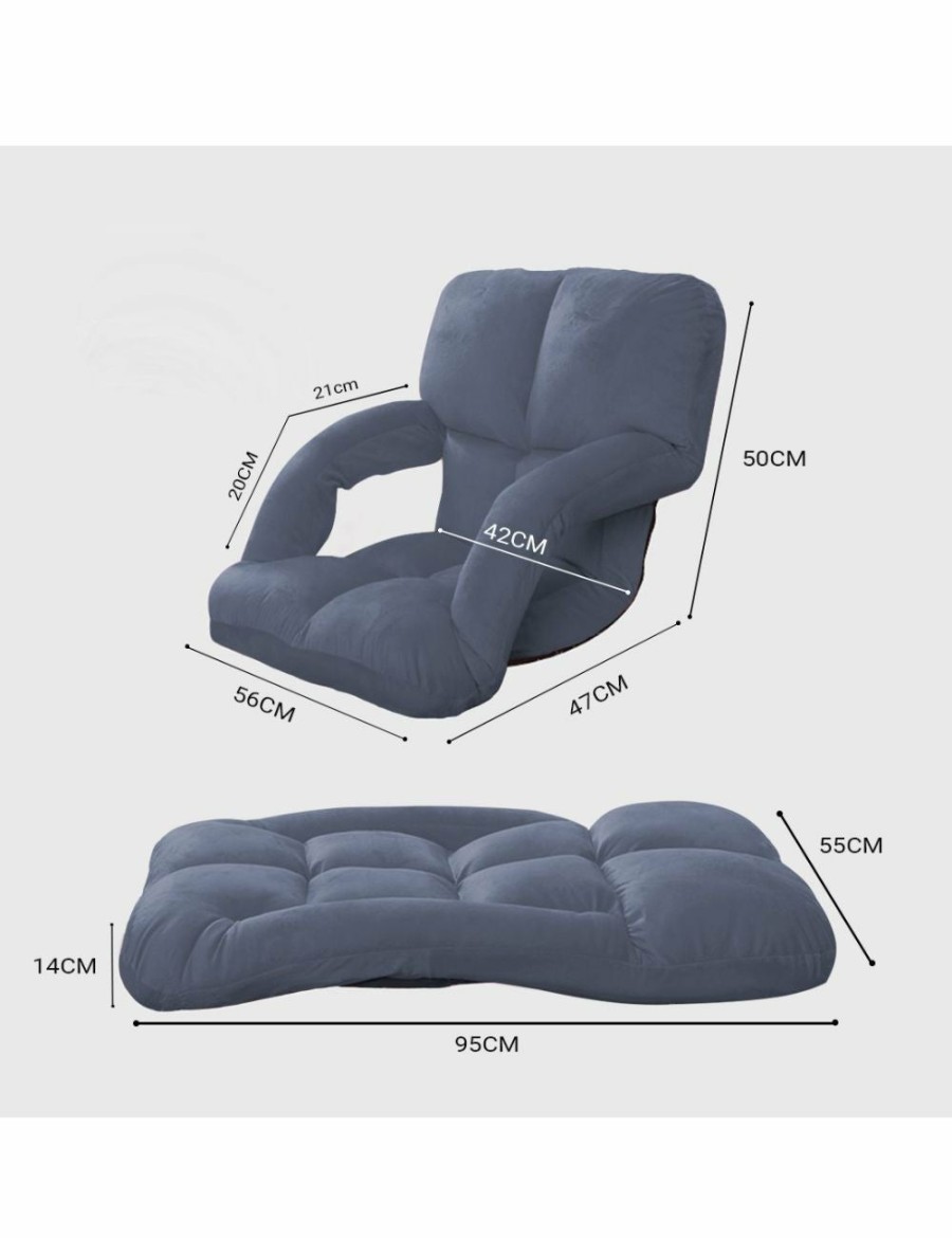 Home And Lifestyle Soga Recliners | Soga 2X Foldable Lounge Cushion Adjustable Floor Lazy Recliner Chair With Armrest Grey