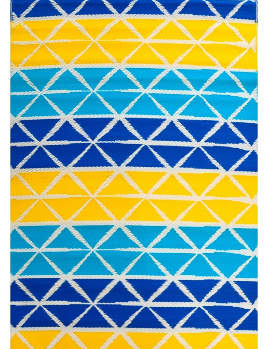 Home And Lifestyle Rug Club Rugs | Vibrant & Reversible Outdoor/Indoor Mats - Chatai-2685-Aqua Yellow