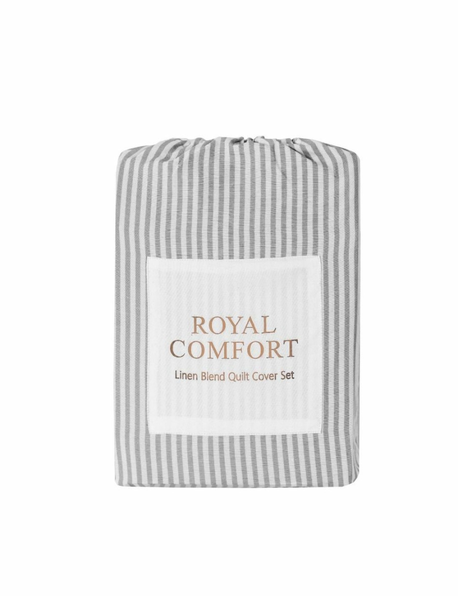 Home And Lifestyle Royal Comfort Quilt Cover Sets | Royal Comfort Striped Linen Quilt Cover Set