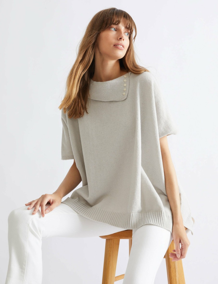 Women Katies Wraps & Ponchos | Katies Button Neck Poncho