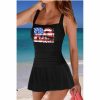 Women Azura Exchange Swimdress | Azura Exchange Black Printed Ruched One Piece Swim Dress