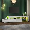 Home And Lifestyle Oikiture Entertainment Units | Oikiture Tv Cabinet Entertainment Unit Stand Rgb Led Gloss Furniture White 220Cm