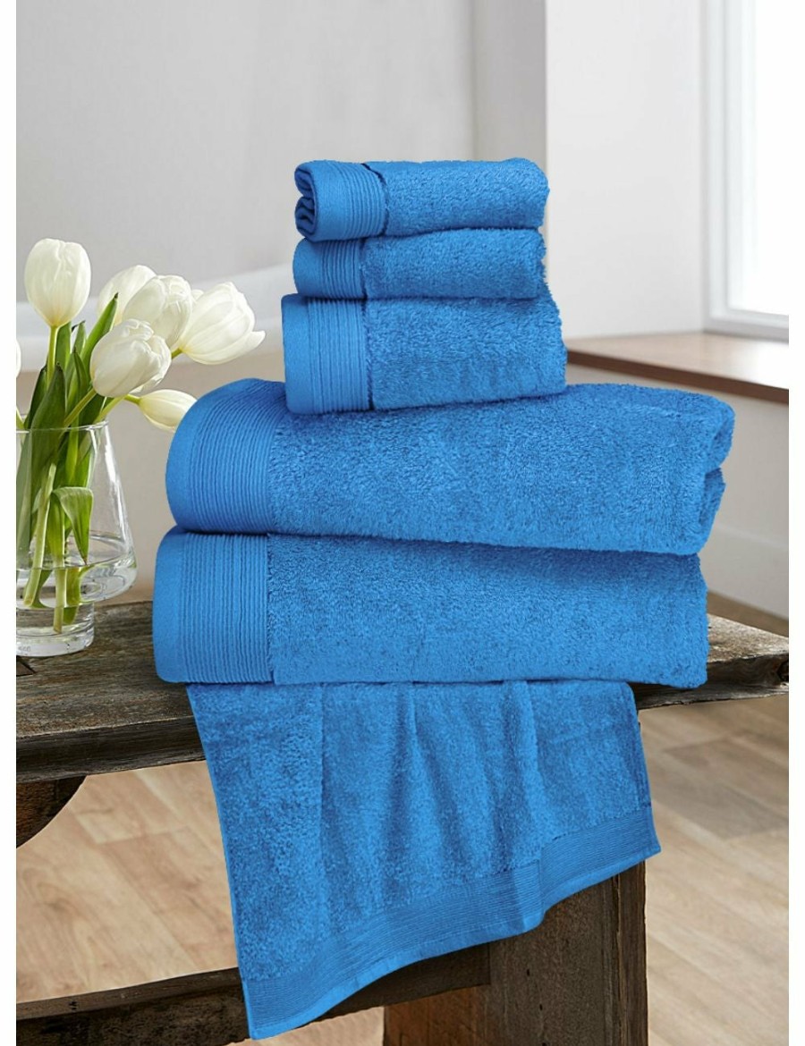 Home And Lifestyle Bedding N Bath Face Washers | Bedding N Bath 6 Pieces Pure Egyptian 600 Gsm Cotton Towel Set (2 X Bath Towels / 2 X Hand Towels / 2 X Face Towels) - Cornflower