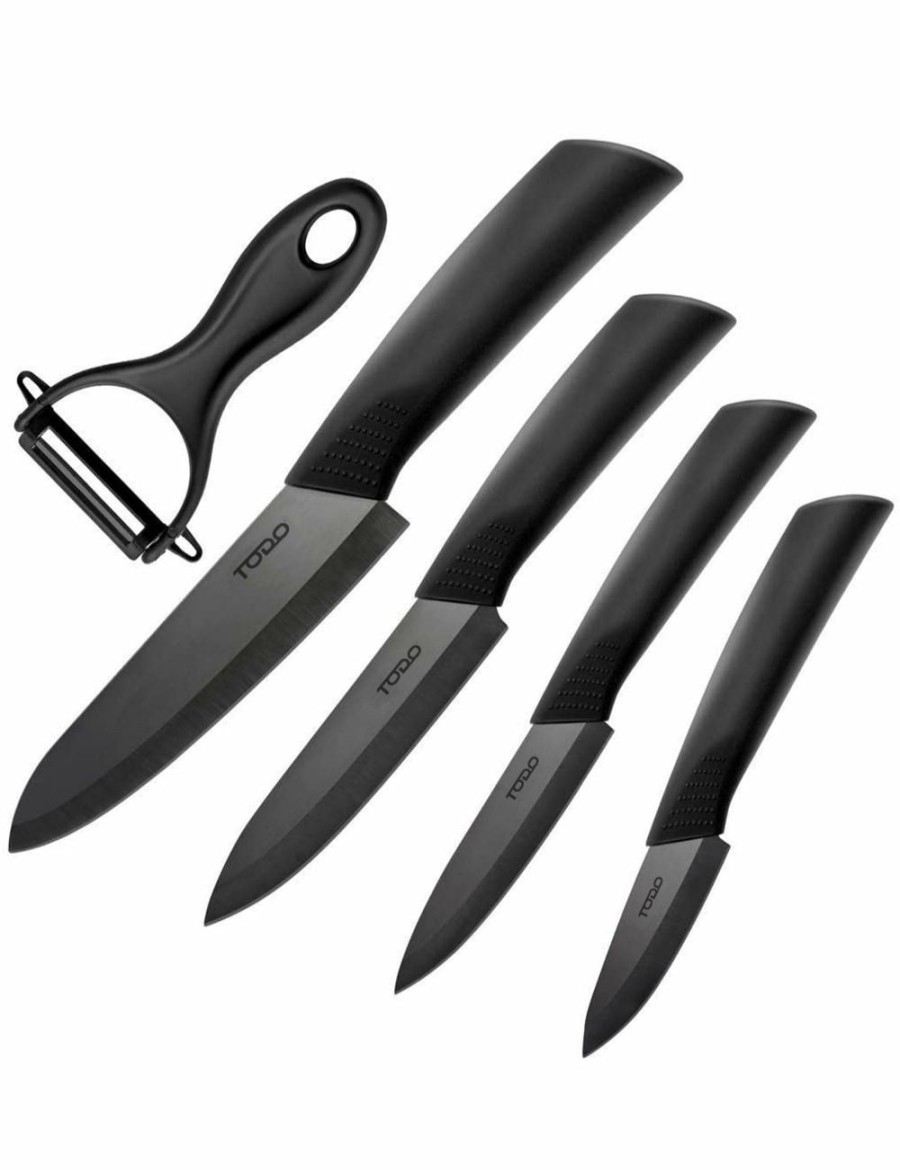 Home And Lifestyle TODO Cooking Utensils | Todo 5 Pc Ceramic Knife + Peeler Set W/ Sheath