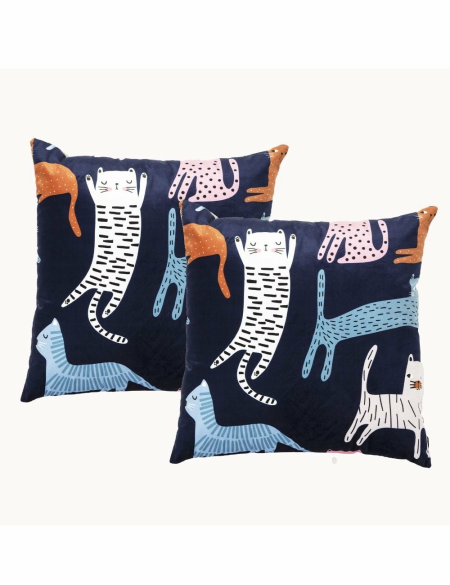 Home And Lifestyle Renee Taylor Cushions | Renee Taylor Poly Velvet Printed Cushion Filled - Twin Pack