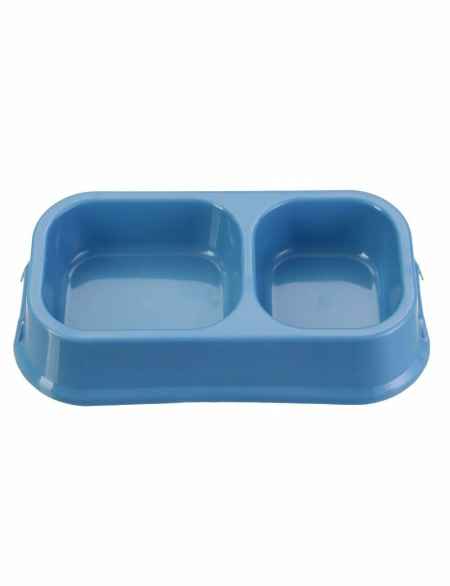 Home And Lifestyle KG Electronics Pet Food & Drink | Pawsclaws 32Cm Pet Essentials Large Square Dual Pet Bowl-Assorted