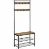 Home And Lifestyle VASAGLE Hallway Furniture | Vasagle Coat Stand With Shoe Racks Walnut Brown/Black Hsr041B41