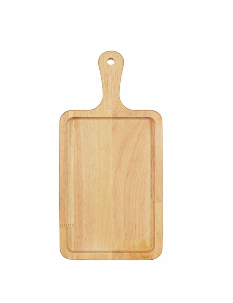 Home And Lifestyle Soga Serveware | Soga 40Cm Rectangle Premium Wooden Oak Food Serving Tray Charcuterie Board Paddle Home Decor