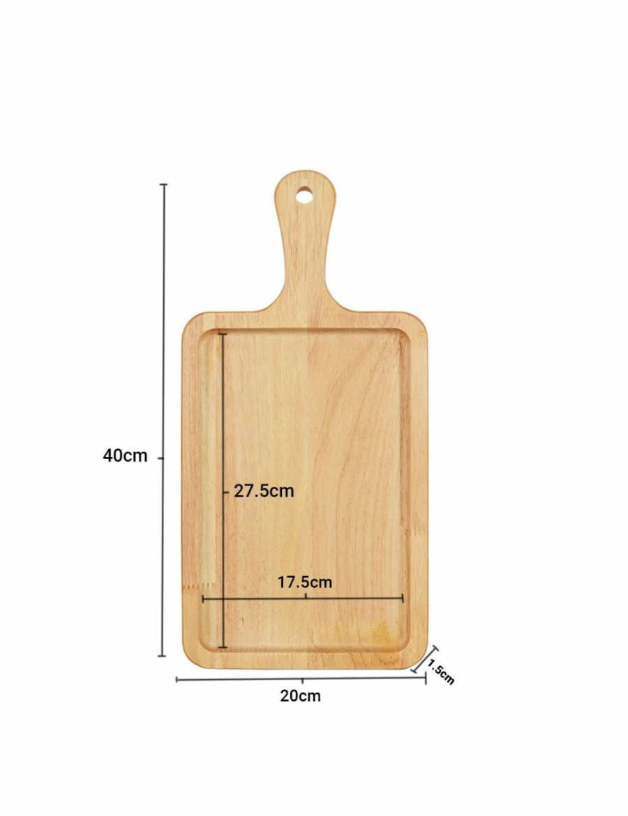 Home And Lifestyle Soga Serveware | Soga 40Cm Rectangle Premium Wooden Oak Food Serving Tray Charcuterie Board Paddle Home Decor