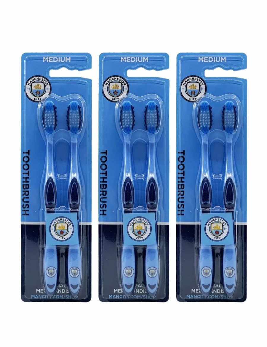 Beauty MANCHESTER CITY FOOTBALL CLUB | 6Pc Epl Manchester City F.C. Adults Medium Toothbrush Dental Teeth Oral Care