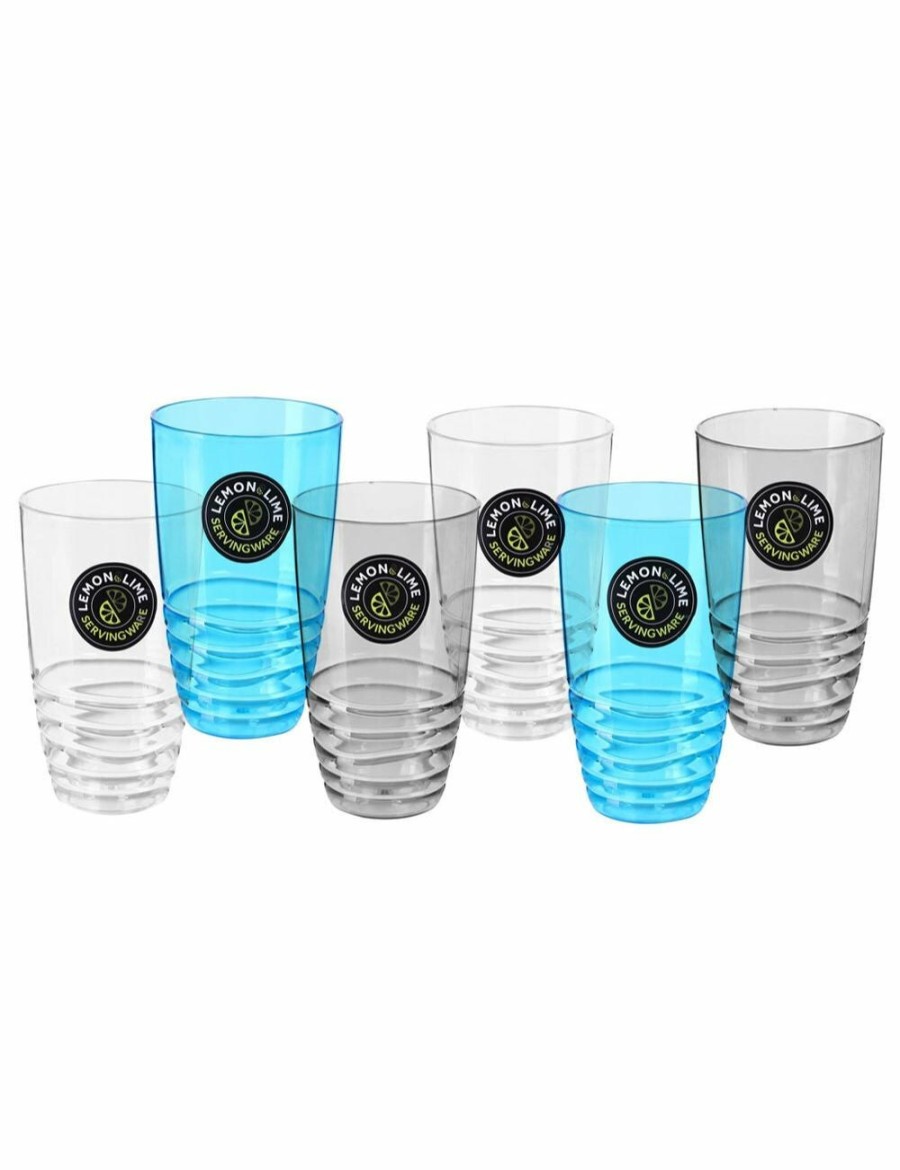 Home And Lifestyle LEMON AND LIME Barware | 6X Lemon & Lime Wave Deco 700Ml Tumbler Water/Juice Drink Party/Picnic Cup Asst