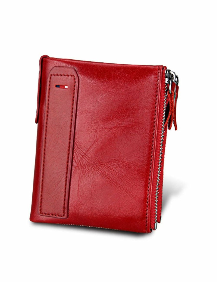 Home And Lifestyle ICB Accessories | Mens Rfid Wallet With Zipper And Credit Card Slots - Red Red