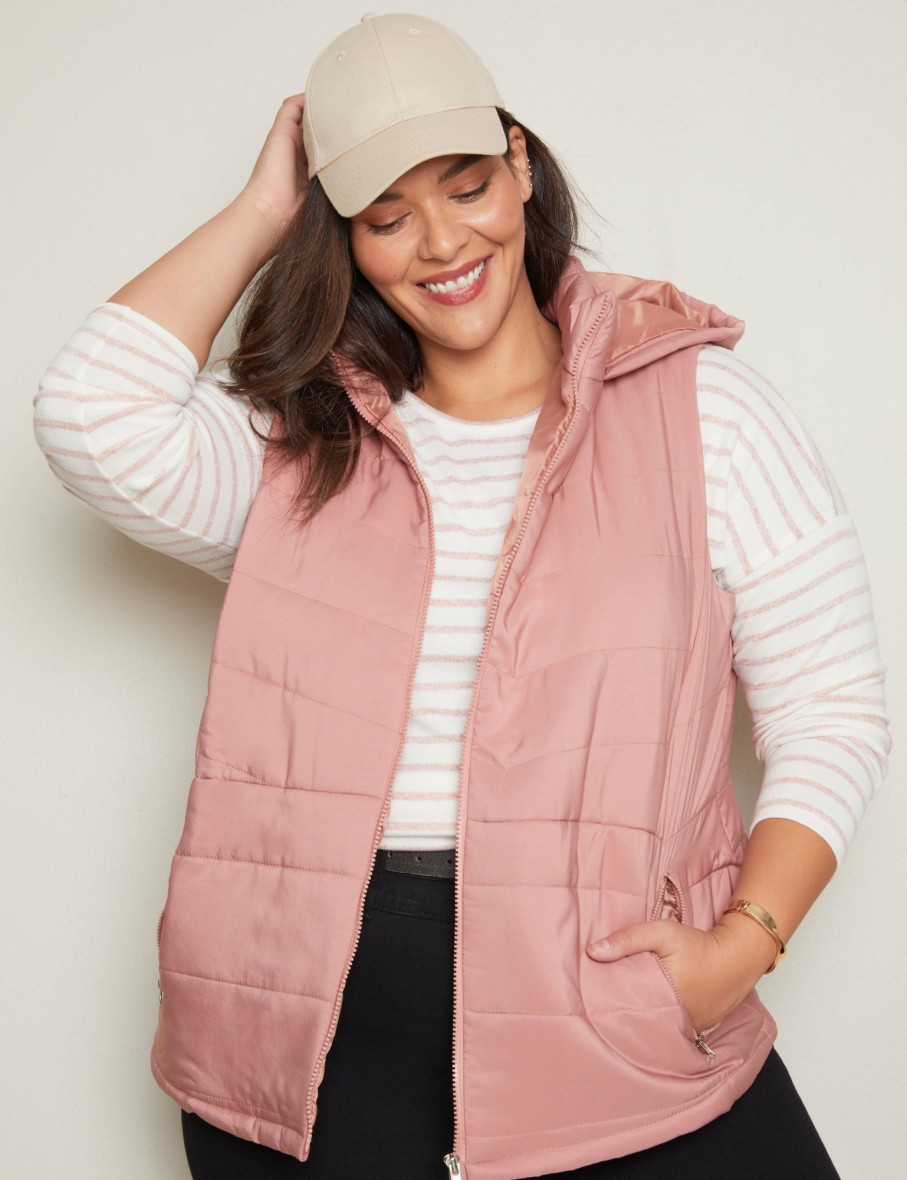 Women Autograph Puffers | Autogaph Woven Detachable Hood Puffer Vest