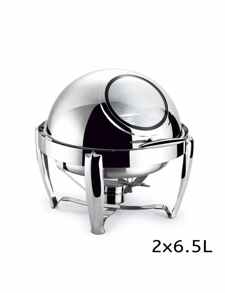 Home And Lifestyle Soga Serveware | Soga 6.5L Stainless Steel Round Soup Tureen Bowl Station Roll Top Buffet Chafing Dish Catering Chafer Food Warmer Server