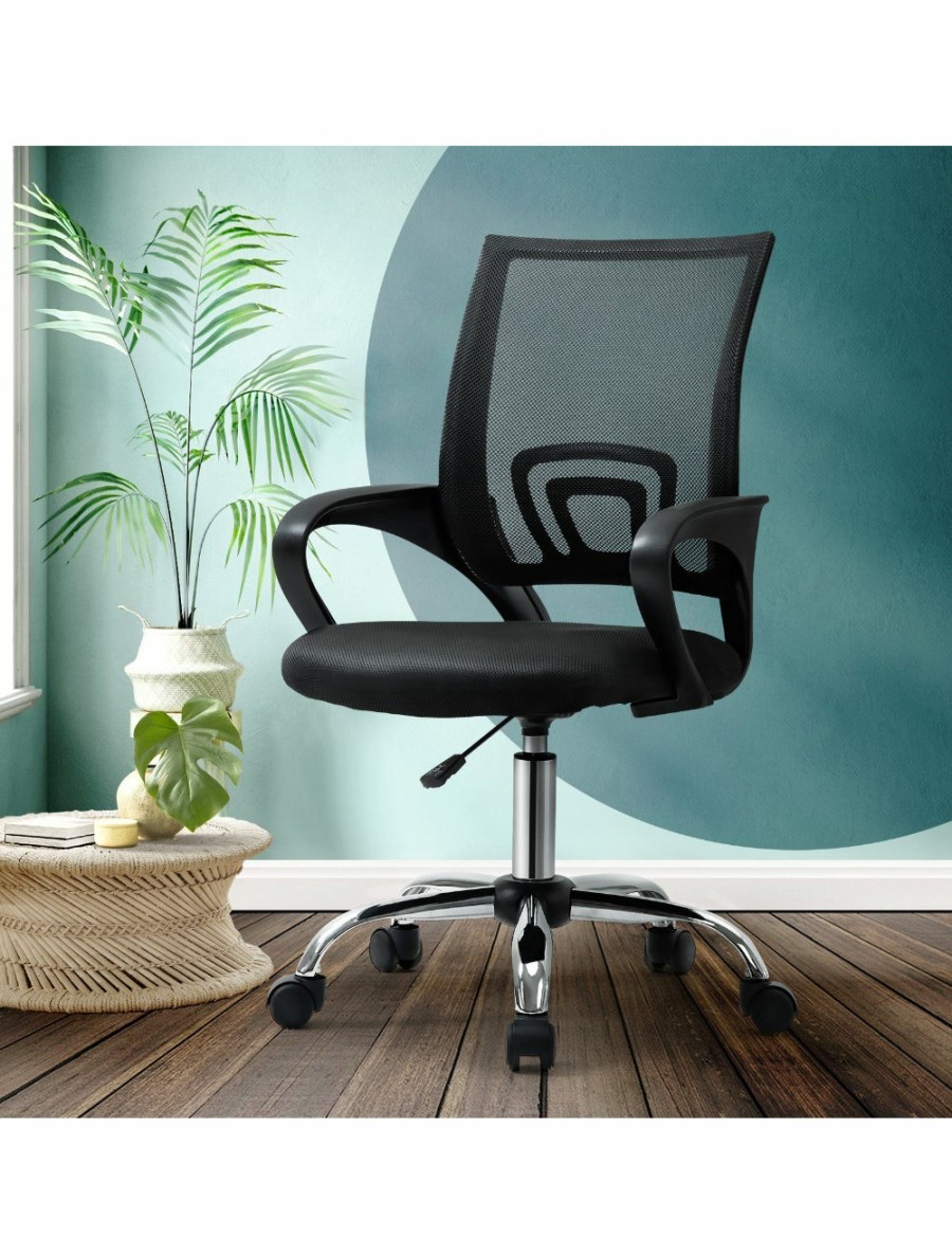 Home And Lifestyle Oikiture Office Chairs | Oikiture Office Gaming Chair Computer Mesh Chairs Executive Foam Seat Black