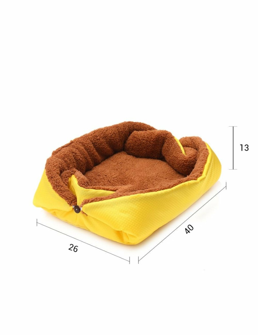 Home And Lifestyle Soga Pet Beds | Soga 2X Yellow Dual-Purpose Cushion Nest Cat Dog Bed Warm Plush Kennel Mat Pet Home Travel Essentials