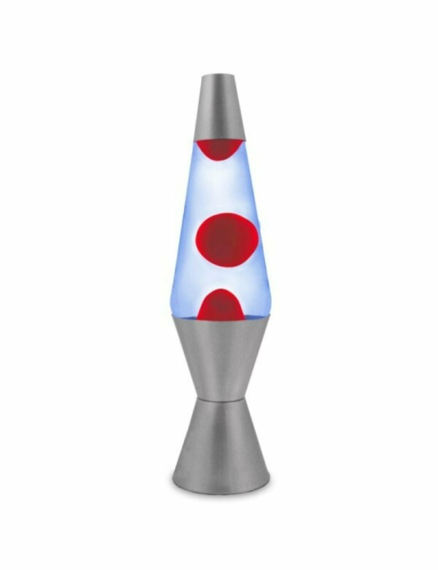 Home And Lifestyle UNBRANDED Lamps | Blue/Red Wax Liquid Lava Lamp Party Retro Style Decor Night Light Silver 37Cm