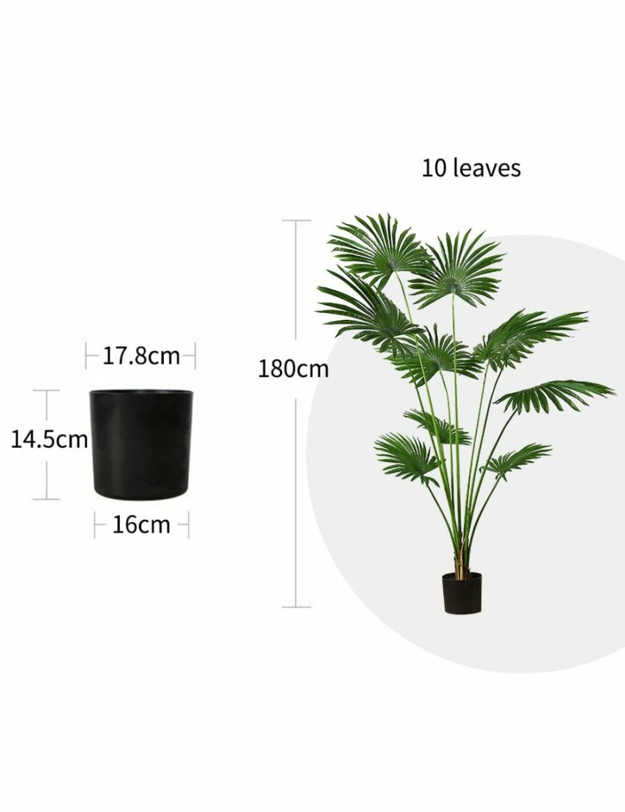 Home And Lifestyle Soga Artifical Plants | Soga 4X 180Cm Artificial Natural Green Fan Palm Tree Fake Tropical Indoor Plant Home Office Decor