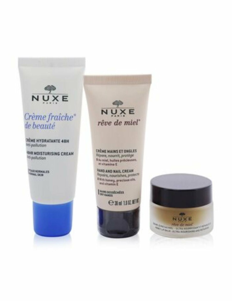 Beauty Nuxe Lip Gloss And Stain | Nuxe - Moisture Me Kit: Creme Fraiche De Beaute 48Hr Moisturising Cream 30Ml + Reve De Miel Honey Lip Balm 15G + Reve De Miel Hand & Nail Cream 30Ml 3Pcs